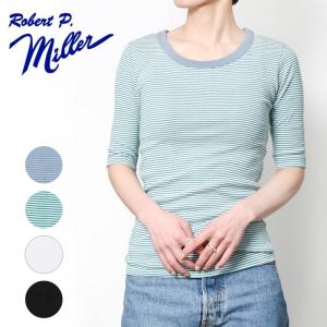Robert P.Miller ロバートピーミラー パネルリブ 5分袖Tシャツ 822C 肌着 インナー 五分袖 無地 ボーダー ミラー tシャツ｜jxt-style
