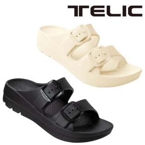 TELIC W-BUCKLE BLACK テリック ダブルバックル ブラック サンダルプール 海 室内履き ビーチサンダル 歩行をサポート アウトドア｜jxt-style