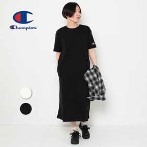 ワンピース 服 半袖 レディース チャンピオン Champion スウェット CW-D010 春夏 リラックス ルームウェア 普段使い 部屋着 膝下丈 上品 裏毛 爆買