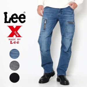 LEE リー X-LINE ジップナロー デニム スリムストレート ストレート ジーンズ ジップポケット ブランド ストレッチ 黒 中色ブルー パンツ ジーパン LM6904｜jxt-style