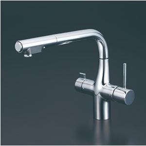 KVK ビルトイン浄水器付シングルレバー混合栓 KM6001ECBM2 KVK KM6001JEC2 KVK 浄水器内蔵シングルシャワー付混合栓（eレバー