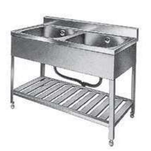 【法人様限定】2S-1245　ニッサンハロー　ステンレス製二槽シンク（板金タイプ）