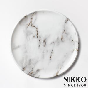 NIKKO(ニッコー) MARBLE GREY(マーブルグレー) 24cmプレート 〈11402-0024〉 食器 サラダ パスタ メイン皿 グレー 白 ホワイト 食洗機可｜jyoei