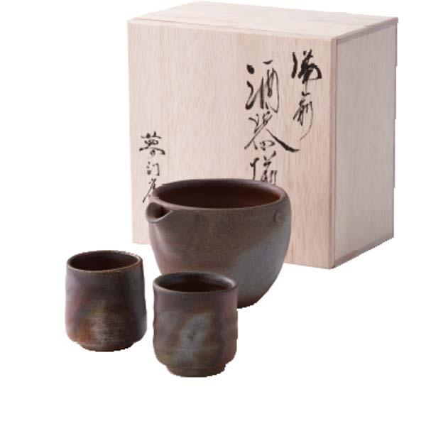 備前焼 山天窯 棧切り 酒器揃 〈S-69〉 SG-r8a