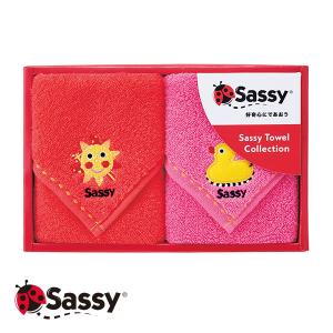 Sassy サッシー タオル ミニタオル×2 ピンク＆レッド ギフトボックス入り｜jyoei