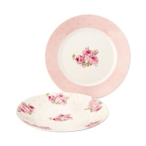 ペア ケーキプレートセット ローラ アシュレイ LAURA ASHLEY ポルカドットクチュールローズ 〈LA50-153〉 食器 セット 皿｜jyoei