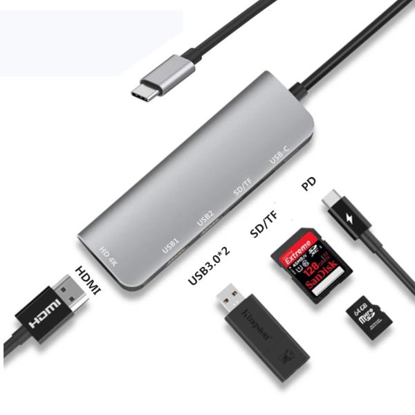 USB C タイプC ハブ 6in1 Type C ハブ ドッキングステーション コネクタ 4K H...