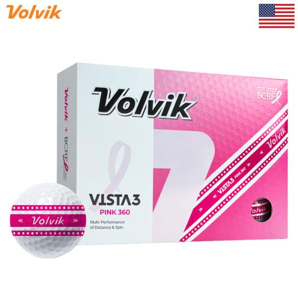 ボルビック Volvik ゴルフボール 2025 BCRF Vista3 Pink 360° Gol...