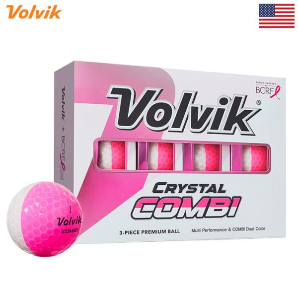 ボルビック Volvik ゴルフボール 2025 BCRF Crystal Combi Pink G...
