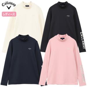 キャロウェイC24233204長袖モックネック　ピンク 　Ｌサイズ Callaway キャロウェイ メタリックロゴ長袖モックネックシャツ
