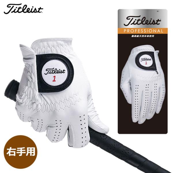 ゴルフ 手袋  タイトリスト プロフェッショナル グローブ 天然羊革 メンズ 右手用 TG73 ホワ...