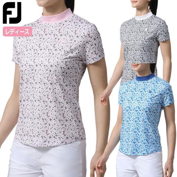 フットジョイ サクラソウプリント半袖モックネックシャツ レディース FJW-S24-S07 FOOT...
