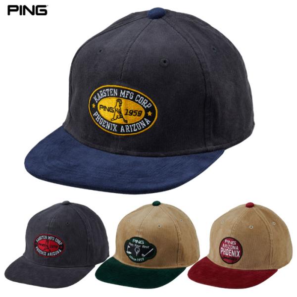 PING ピン HW-N2507 コーデュロイフラットビルキャップ メンズ ゴルフ 帽子 2025秋...