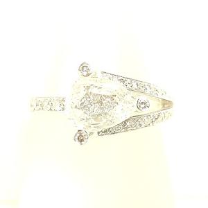 ダイヤモンドリング K18WGホワイトゴールド 0.953カラット Gカラー SI2 宝石鑑定書付 指輪 一粒ダイヤリング ペアシェイプカット しずく型 なみだ型｜jyumejewellery