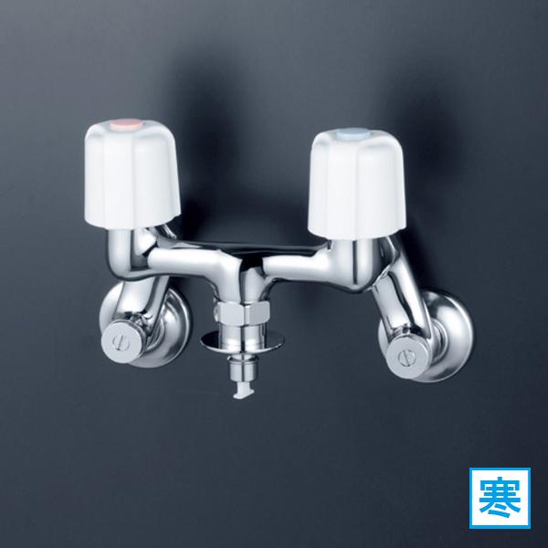 【KM33WU2】 KVK 水栓 洗濯機用 2ハンドル混合水栓 とめるぞう付 緊急止水機能付 寒冷地...