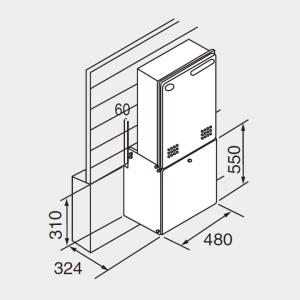 ノーリツ TC-23NR 扉内ケース 幅：560 取付ボックス : 日本設備