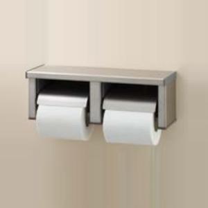 店舗や事務所、公衆スペースのおトイレにステンレス製棚付2連紙巻器