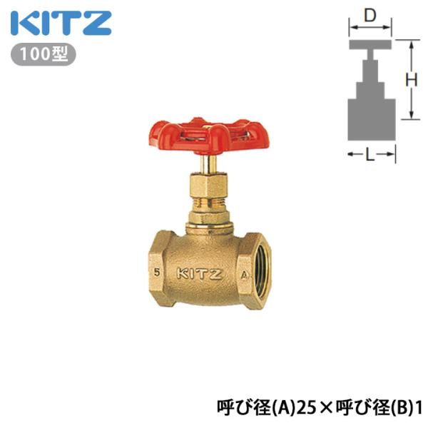 【法人様限定】【A-25A】キッツ グローブバルブ 100型 呼び径(A)25×呼び径(B)1 KI...