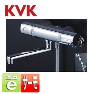 KVK FTB100KPFT 浴室用蛇口 [壁][サーモスタット付シャワーバス混合水栓][ワンストップシャワーヘッド付]｜jyusetu