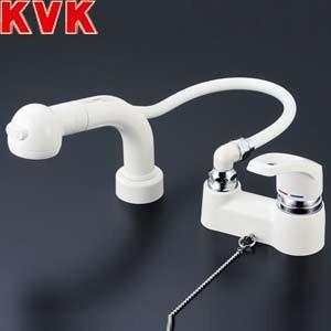 KVK KM8008SLGS 洗面用蛇口[台][洗髪シャワー][シングルレバー混合水栓][シャワー引出][ゴム栓付]｜jyusetu