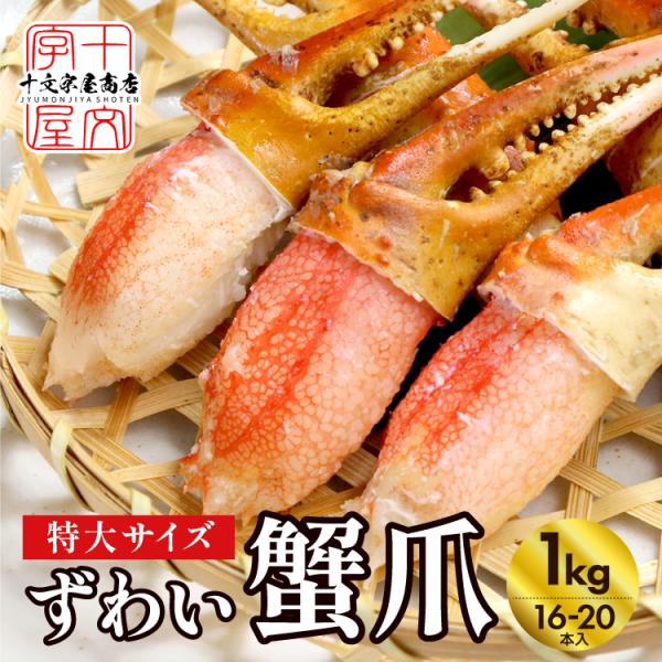 特大 カニ爪 ズワイガニ 切れ目が入って殻むきカンタン リングカット ボイル かに爪 1kg(解凍後...