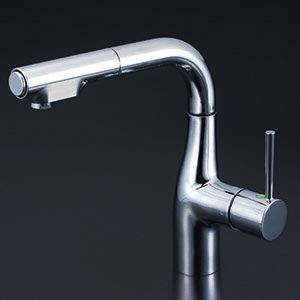 KM6101ZR2EC　KVK　シングルシャワー付混合栓（eレバー）200mmパイプ付　寒冷地用