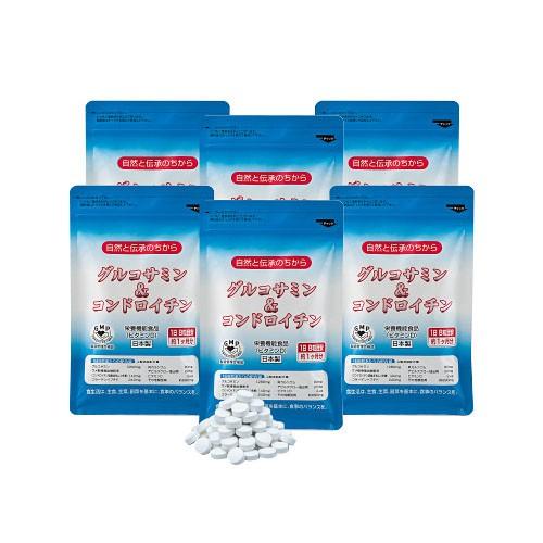 サプリ グルコサミン ＆ コンドロイチン 6袋 1日8粒でグルコサミン1280mg サメ軟骨抽出物1...