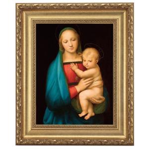 ラファエロ 絵画 小椅子の聖母 4号 立体複製名画 レプリカ 額付き 美術