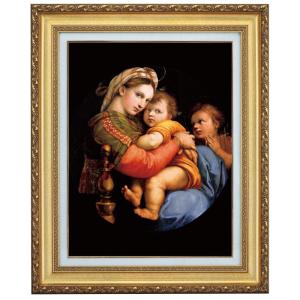 ラファエロ 絵画 小椅子の聖母 4号 立体複製名画 レプリカ 額付き 美術