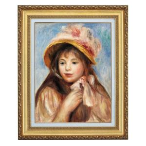 ルノアール 絵画 青い帽子の少女 F8号 【複製】【美術印刷