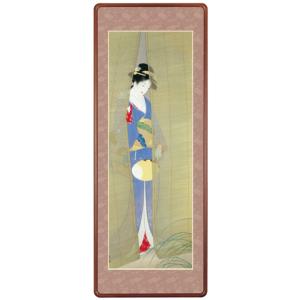 小西春玲 「 紅葉美人 」 色紙絵 絵画 日本画 美人画 秋の色紙