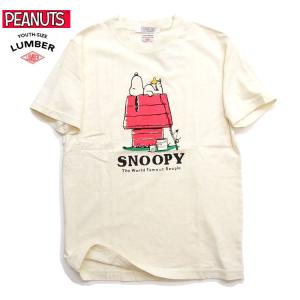 lumber tシャツ スヌーピー コラボ Tシャツ SNOOPY HOUSE 半袖Tシャツ 男女兼用 LUMBER 211605 スヌーピーハウスでお昼寝｜k-2climb