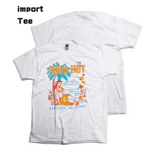 インポートtシャツ  HAWAIシリーズ フラダンス 夏の半t アメカジTシャツ●ネコポス可●ホワイト ハワイ　GILDAN-04　HULA HUT｜k-2climb