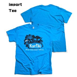 インポートtシャツ  HAWAIシリーズ kon-tiki 夏の半t アメカジTシャツ●ネコポス可●ターコイズブルー ハワイ　GILDAN-13　神Tee｜k-2climb