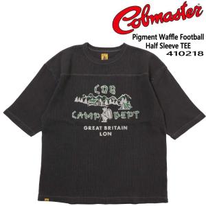 COBMASTER コブマスター 五分袖 Tシャツ 410218 ピグメント ワッフル フットボール 五分袖TEE 古着風 ワンポイント メンズ｜k-aiya