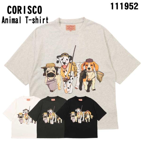 メール便 発送 CORISCO コリスコ 半袖 Tシャツ トップス クルーネック アニマル プリント...
