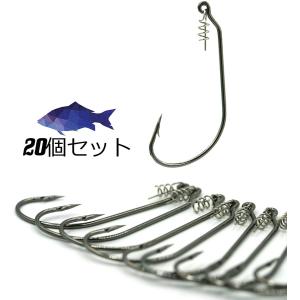 オフセットフック 1/0 2/0 3/0 4/0 5/0（20個セット）ブラックバス
