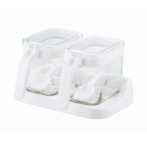 Kakusee（カクセー） ガラス製 調味料入れ2個入り(小さじ・台座付き