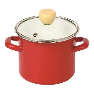 パール金属　HB-5068　クラッソ　ホーロー深型クックポット１２cm （レッド)