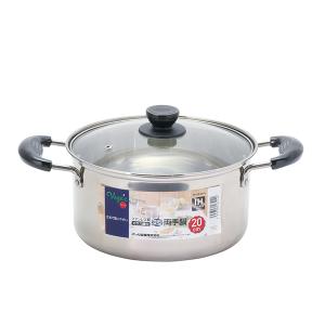 ステンレス製両手鍋 18cm ガラス蓋付き*3 パール金属 両手鍋 18cm IH対応 チーノ ステンレス製 3層底