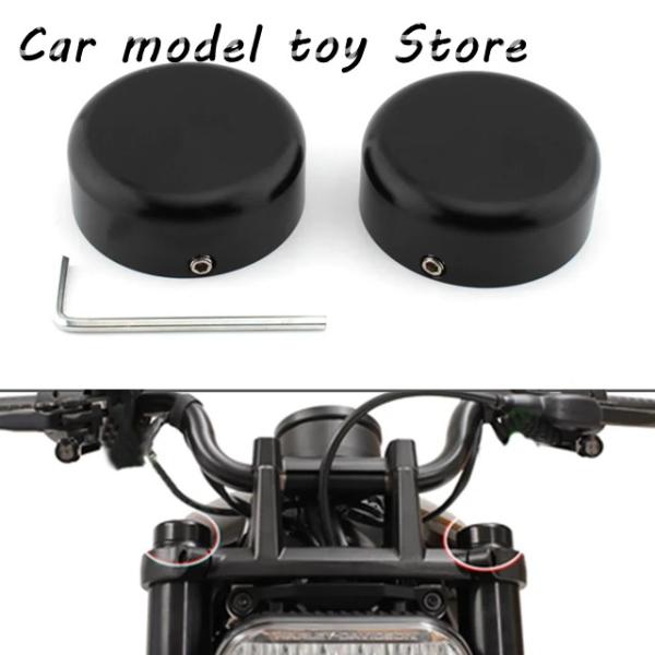 【並行輸入品】ハーレー  1ペアブラックバイクフロントフォークカバーキャップアルミダビッドソンスポー...