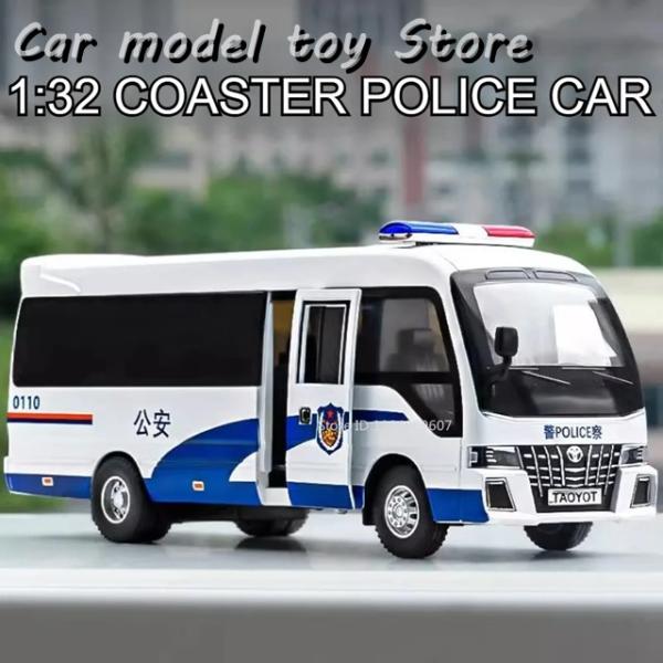 【並行輸入品】 1:32コースターパトカー合金ダイキャストモデル車3ドア開いた音光プルバックビジネス