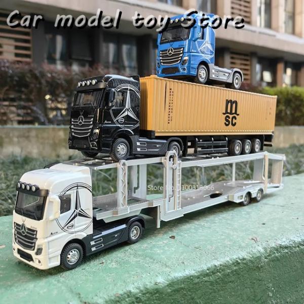 【並行輸入品】 1:50大型ダイキャスト合金トラックカーモデルコンテナプルバック音光輸送車両モデル
