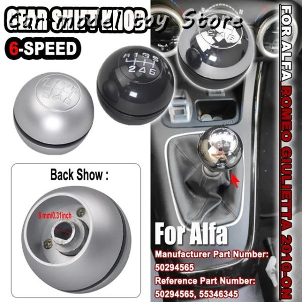 【並行輸入品】アルファロメオ  6 速クロム黒スライバ ギア シフト ノブ レバー シフター ヘッド...