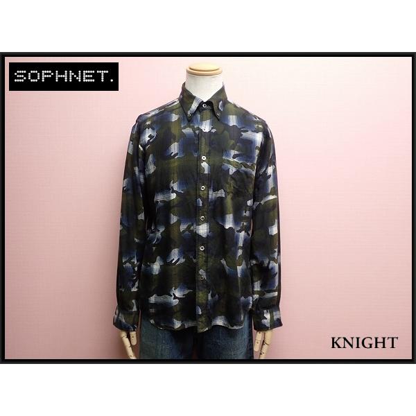 SOPHNET. シャドーチェック×迷彩 シャツ・M△ソフネット/オンブレチェック カモフラージュ/...