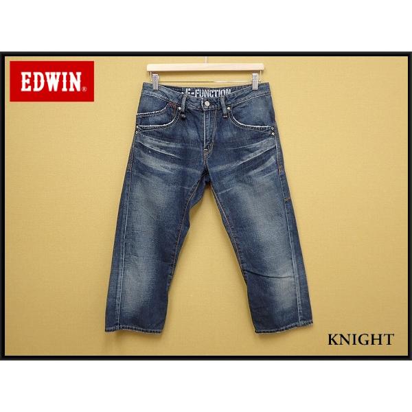 EDWIN E-FUNCTION クロップドデニムパンツ・M▼エドウィン/ユーズド加工/ジーンズ/メ...