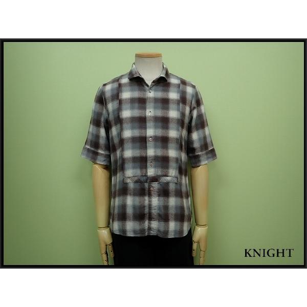 送料無料 TROVE 5分袖シャツ・1▼トローヴ/ネルシャツ/シャドーチェック/@A1/20*8*2