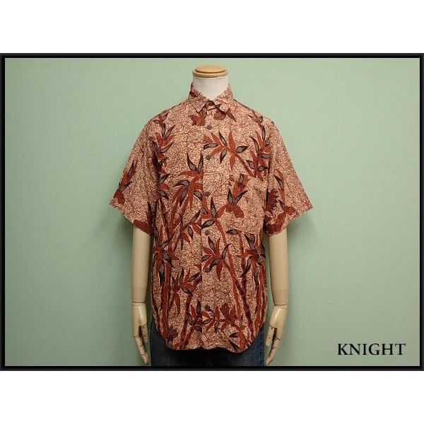 送料無料 インドネシア製 バティックシャツ・M◆民族/総柄/半袖/メンズ/25長3-21