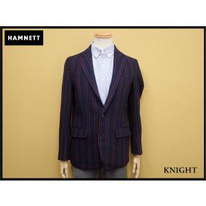 HAMNETT 段返り3釦 ジャケット・M□ハムネット/ウールテーラード/ストライプ/@A1/24*2*1-9｜k-eshop