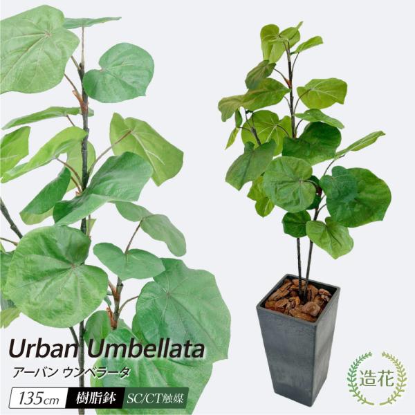 フェイクグリーン ウンベラータ 観葉植物 人工観葉 大型 光触媒 消臭 造花 鉢植 インテリア おし...